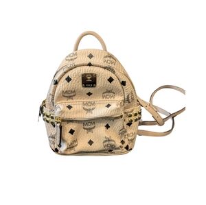 MCM X-MINI STARK SIDE STUDS BACKPACK IN VISETOS- BEIGE & BLACK
